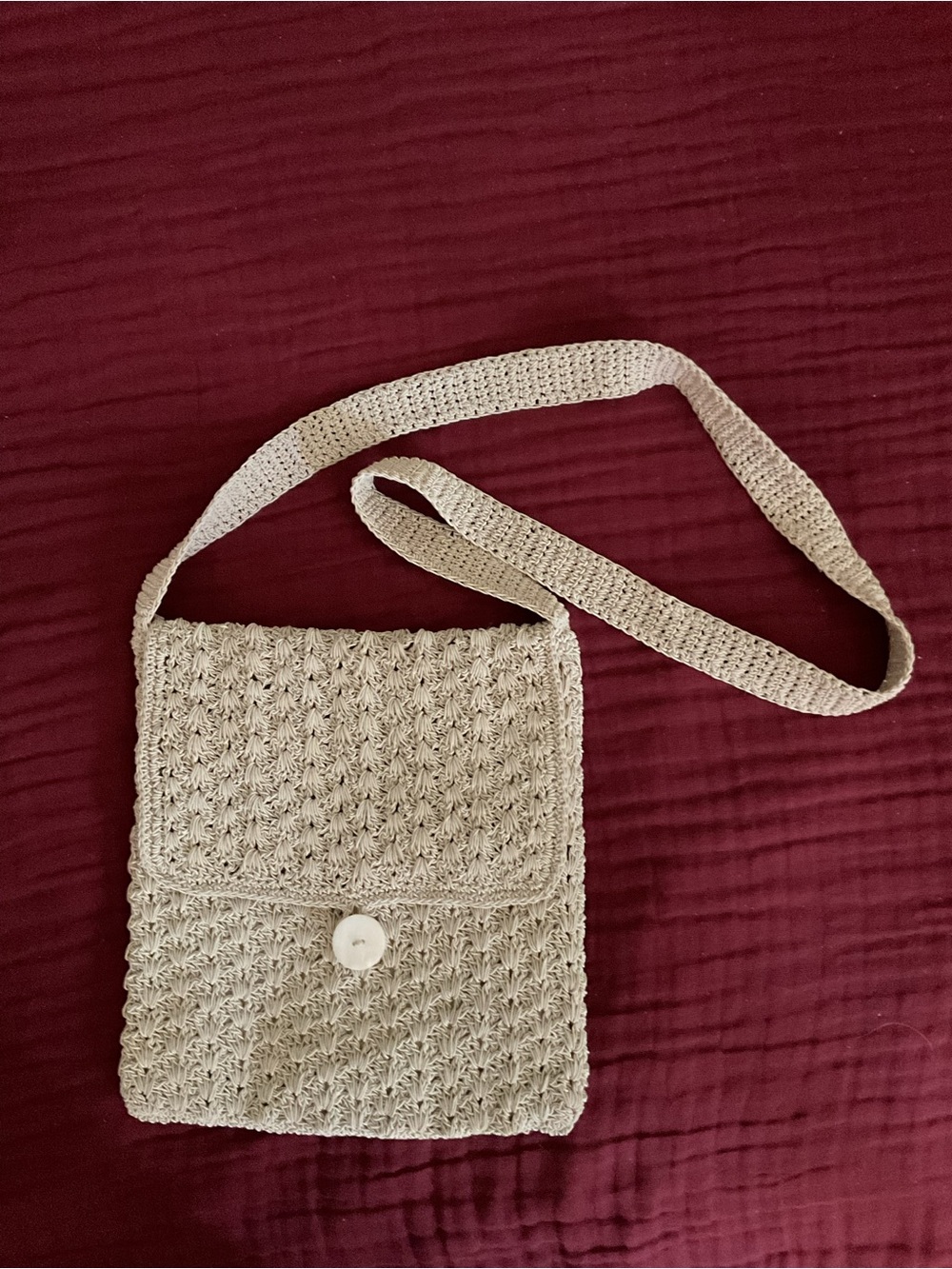 Cream-color Crochet Crossbody Bag